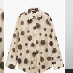 Mango Cream and Black Polka Dot Women’s Shirt
